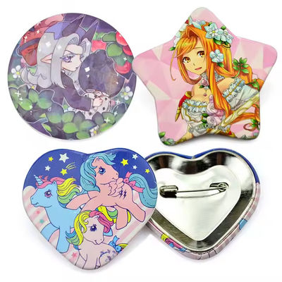 Fabrik-Direct-Verkauf Niedrigpreis Custom-Knopf-Abzeichen Pin gedruckte Logo leere Zinnknopf-Abzeichen Teile 37Mm 58Mm