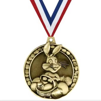 Gute Ostern-Medaille Gute Ostern-Medaille Zink-Legierung Kaninchenmedaille mit Ihrem Design und Band