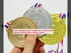 Fußball Trophäen Custom Medaillen Sport Award Metall Emaille Fußball Custom Militär Awards